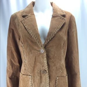 Rampage Leather Sz L Camel Brown Laced Jacket